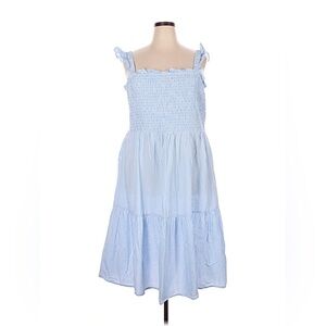 Eloquii Blue Smocked Cotton Dress